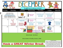 December Activities Calendar