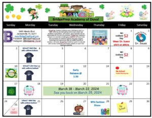  March 2024 Activities Calendar 